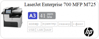 ЧБ МФУ HP LaserJet Enterprise 700 MFP M725